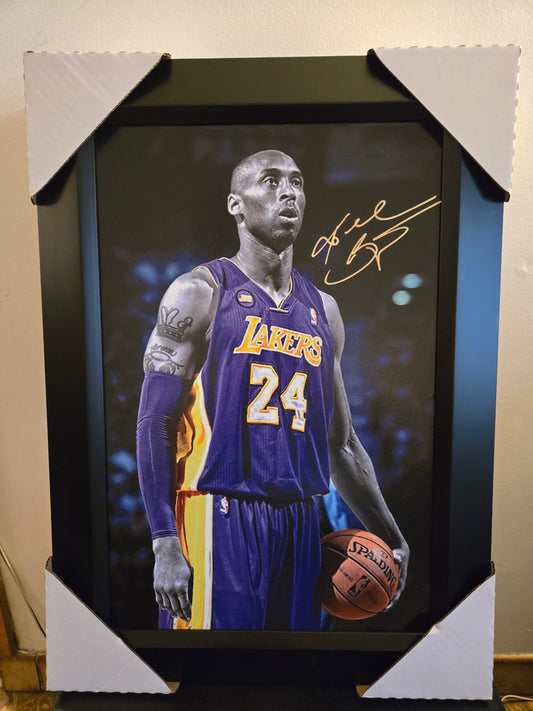 21x16 NBA LA Lakers Kobe Bryant Facsimilie Textured Fine Art Print