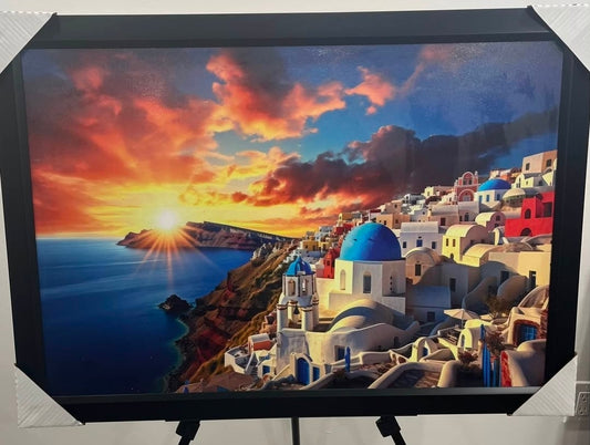 26x38 Wall Art Scenic Santorini Greece Textured Fine Art Print