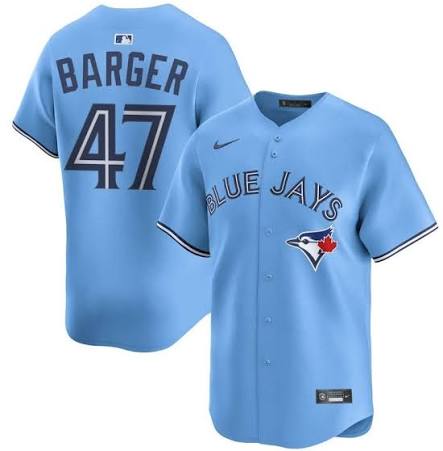 Toronto Blue Jays 50th Patch Barger Light Blue Baseball Jersey Size Mens Large