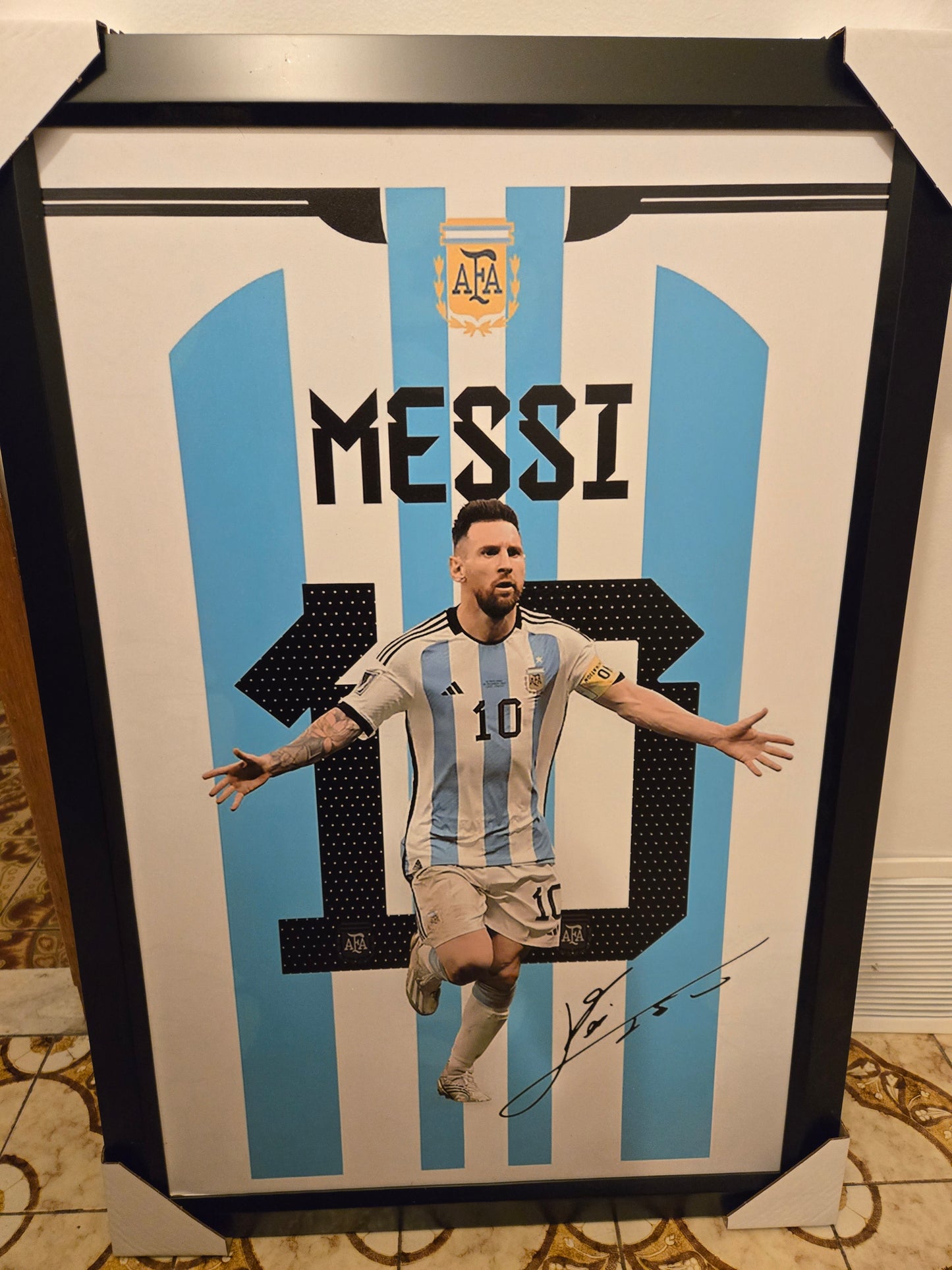 21x16 Argentina Messi Football Soccer Textured Fine Art Print