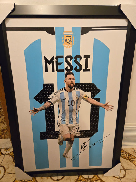 21x16 Argentina Messi Football Soccer Textured Fine Art Print