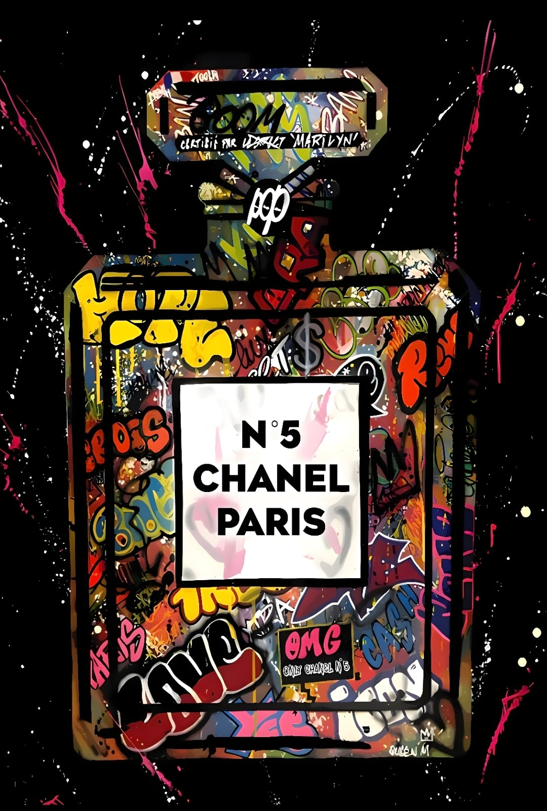 26x38 Wall Art Graffitti Style Chanel Textured Fine Art Print