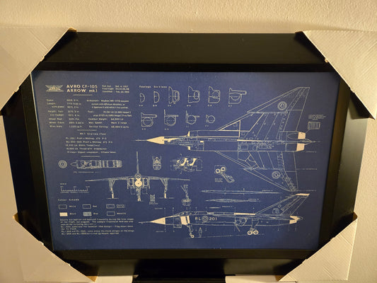 21x16 Canadian Military Aviation History Avro Arrow Blueprint Textured Fine Art Print