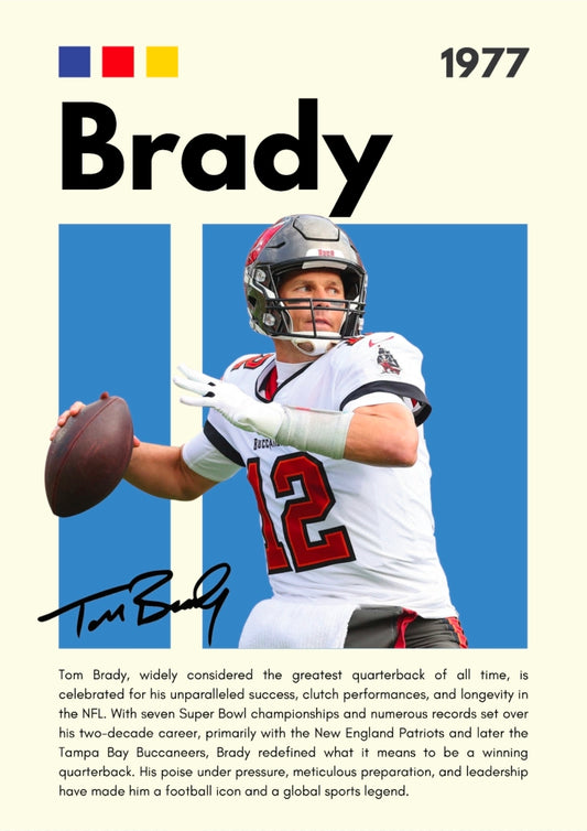 21x16 NFL Tampa Bay Buccaneers Brady Textured Fine Art Print Facsimilie Autograph
