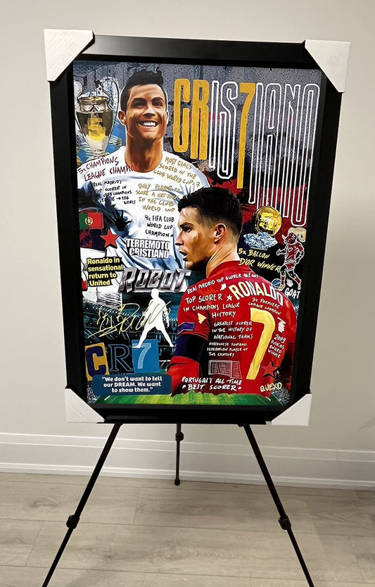 21x16 Portugal Ronaldo Collage Football Soccer Textured Fine Art Print