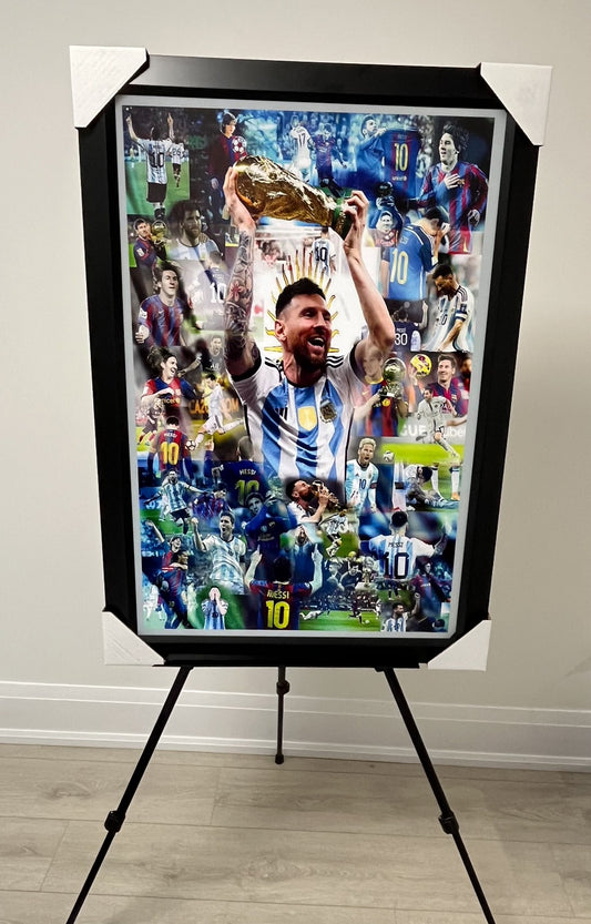 21x16 Argentina Collage Messi Football Soccer Textured Fine Art Print