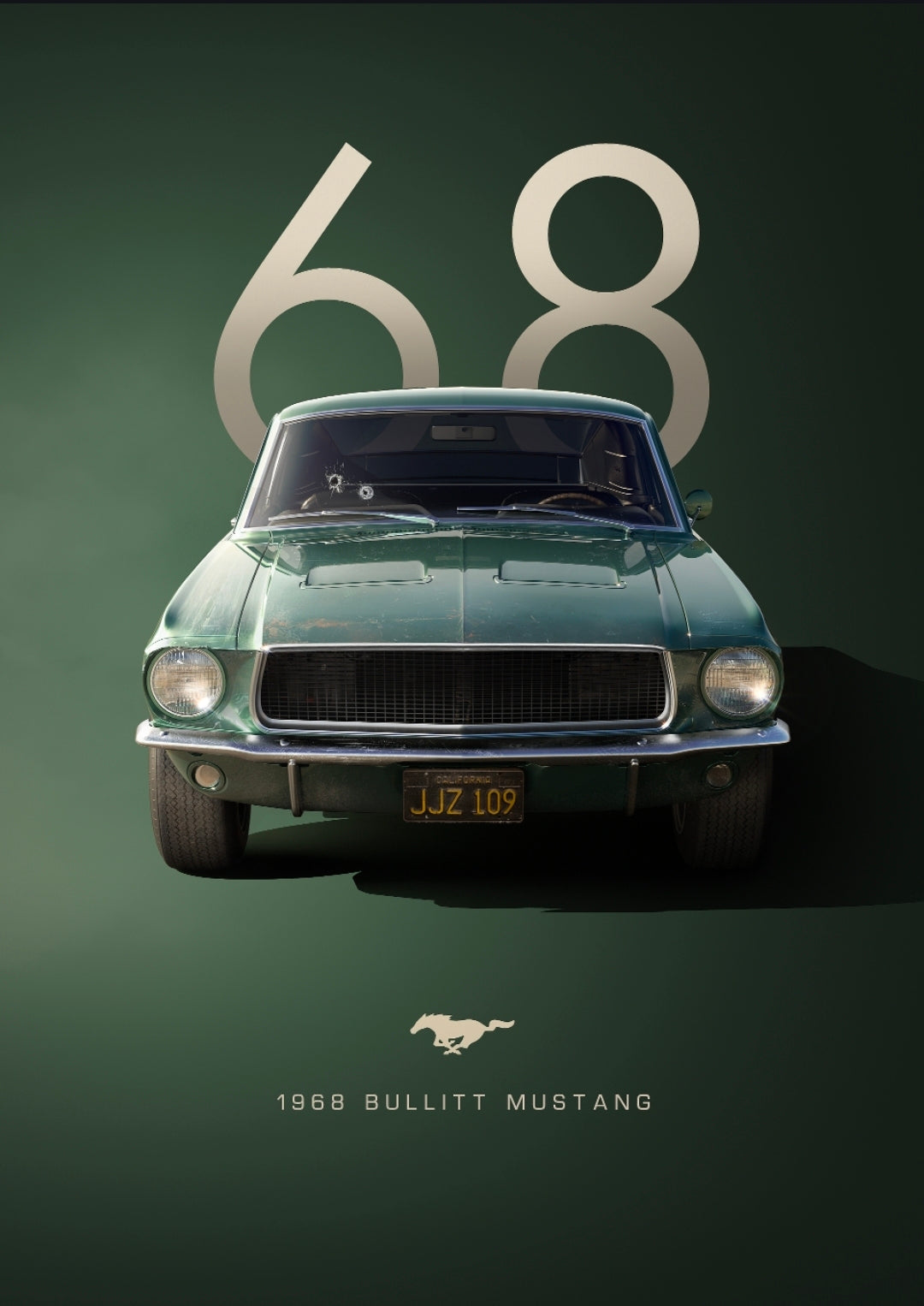 26x38 Wall Art Automotive 1968 Ford Mustang Textured Fine Art Print