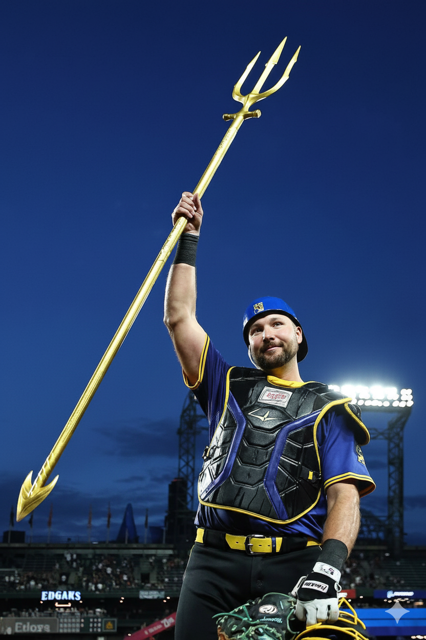 21x16 MLB Seattle Mariners Cal Raleigh Textured Fine Art Print