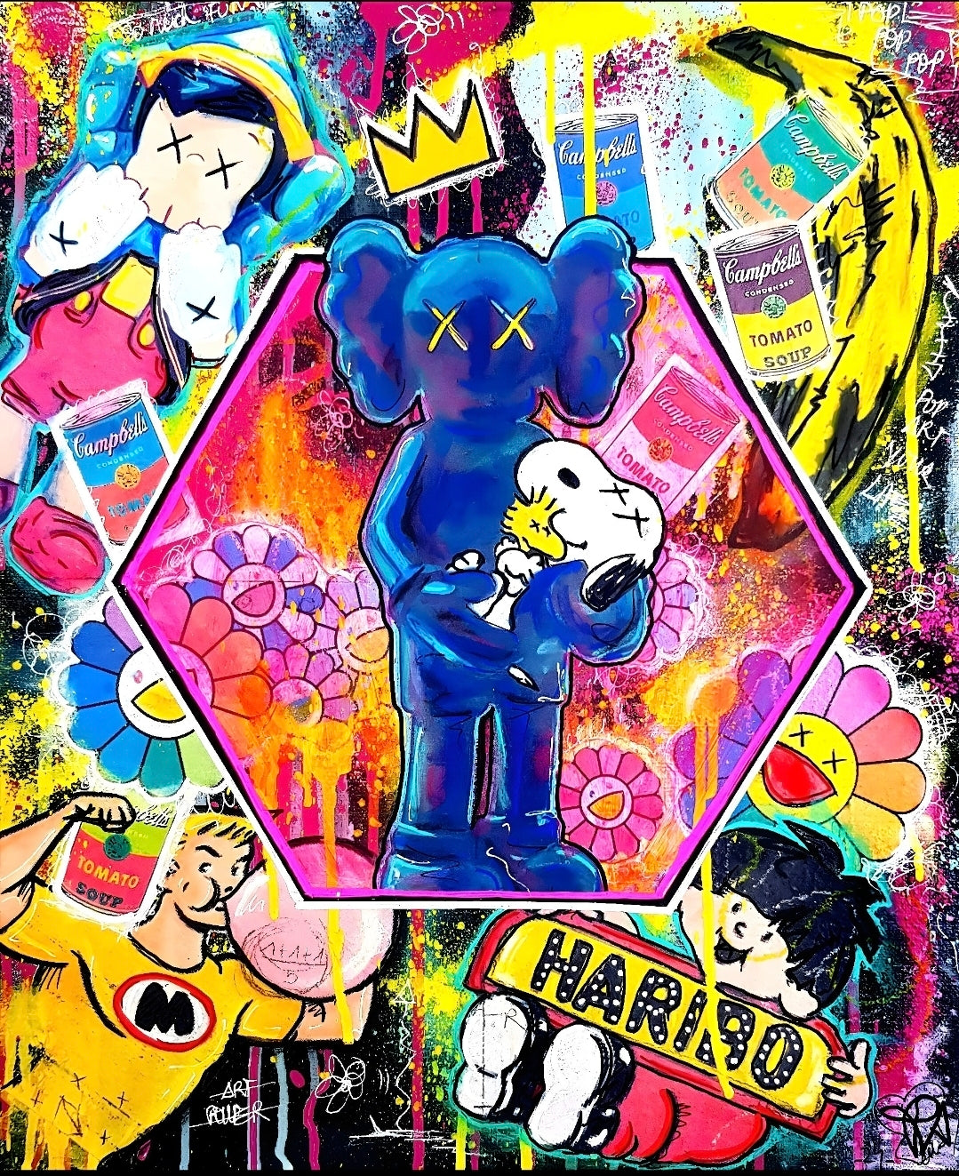 26x38 Kaws Snoopy Reproduction Graffitti Style Textured Fine Art Print