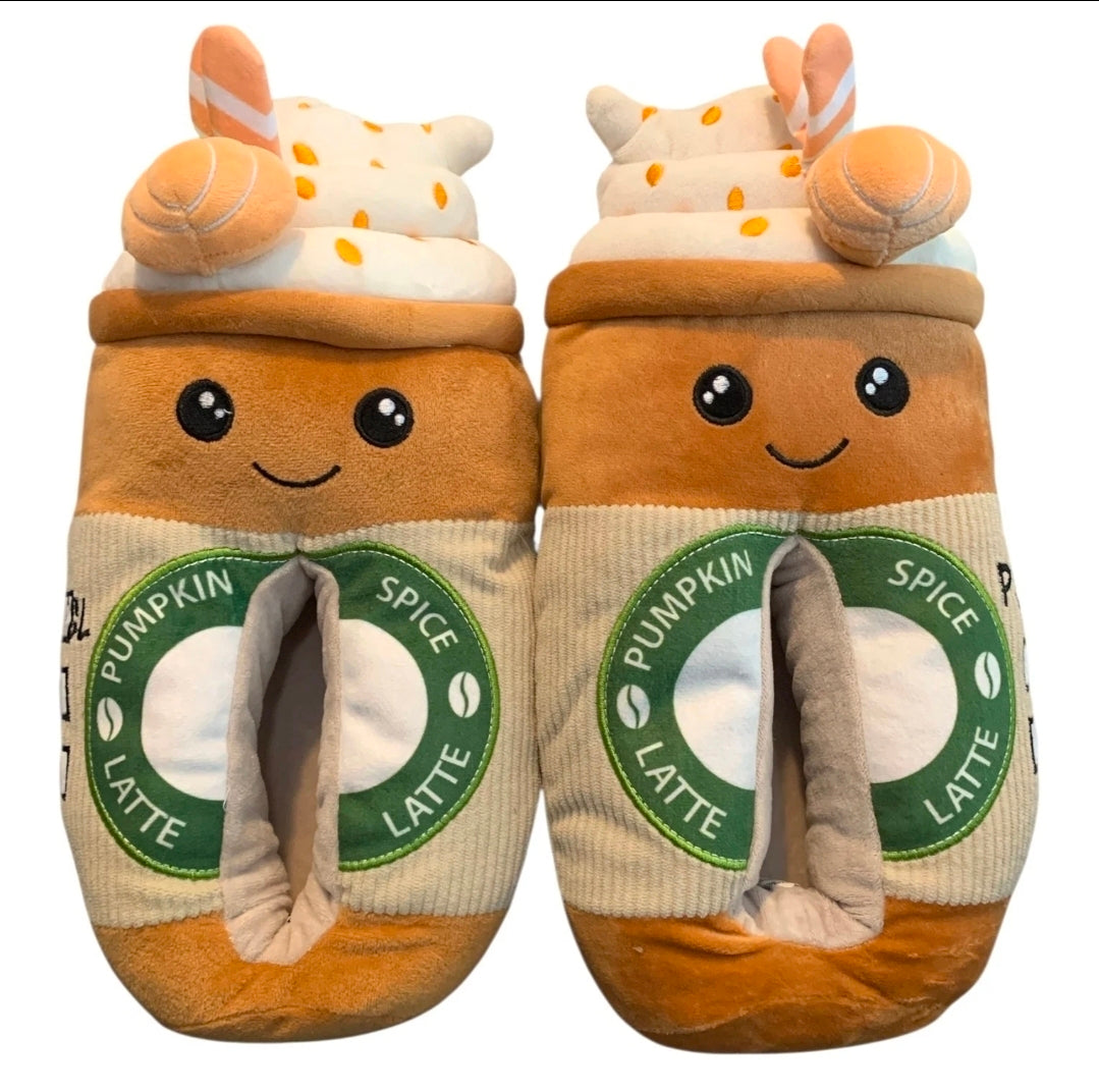 Womens Starbucks Like Pumpkin Spice Latte Slippers Size 9/10