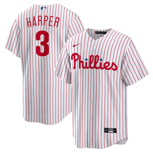 Philadelphia Phillies Harper White Pinstripe Baseball Jersey Size Mens XXL