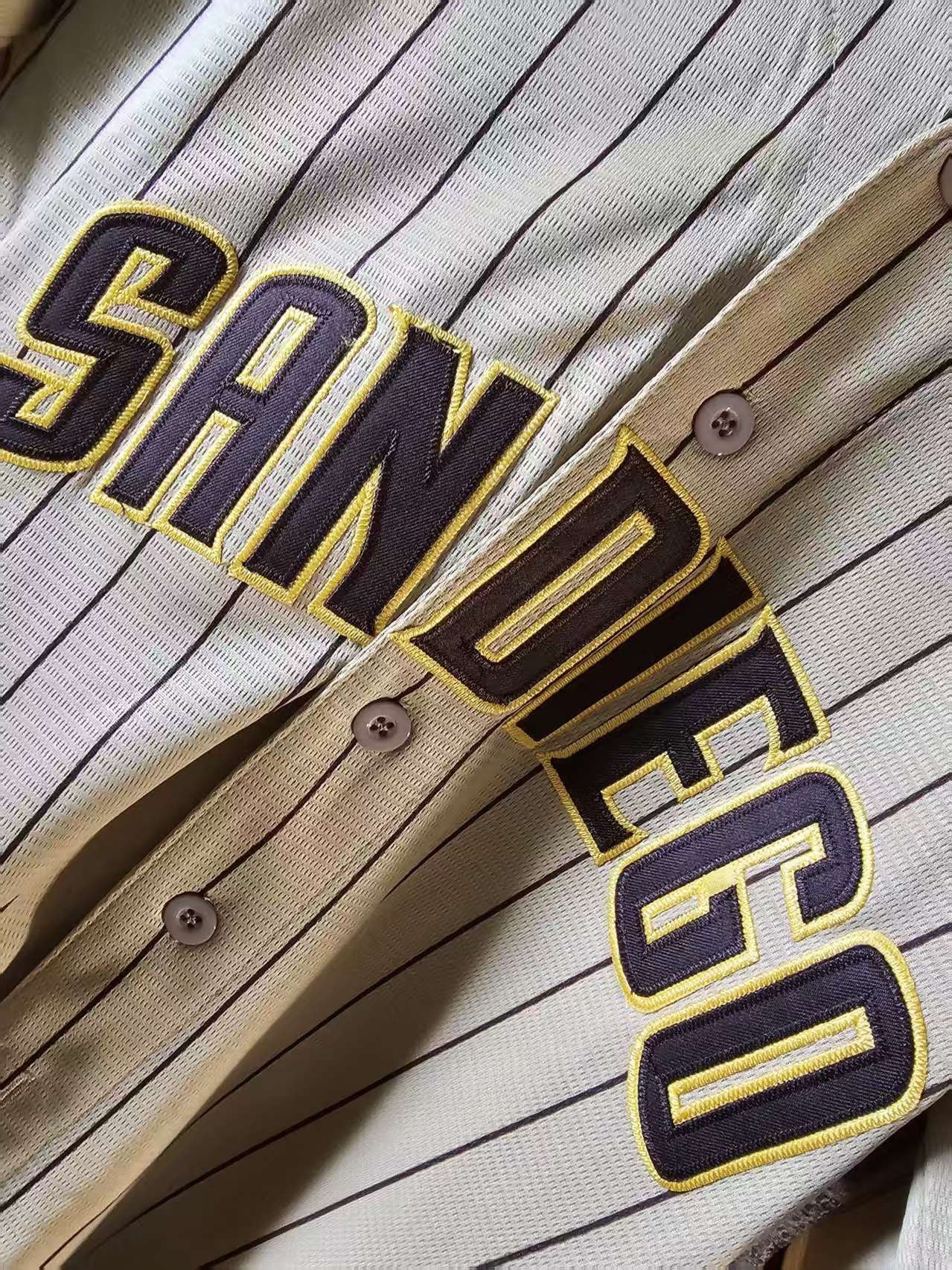 San Diego Padres Tatis Jr Brown Pinstripe Baseball Jersey Size Mens Medium