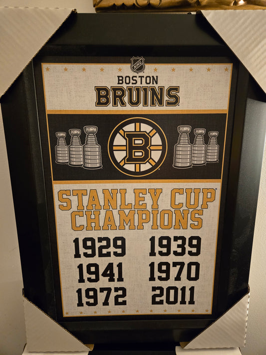 21x16 NHL Boston Bruins Stanley Cup Champion Banner Textured Fine Art Print