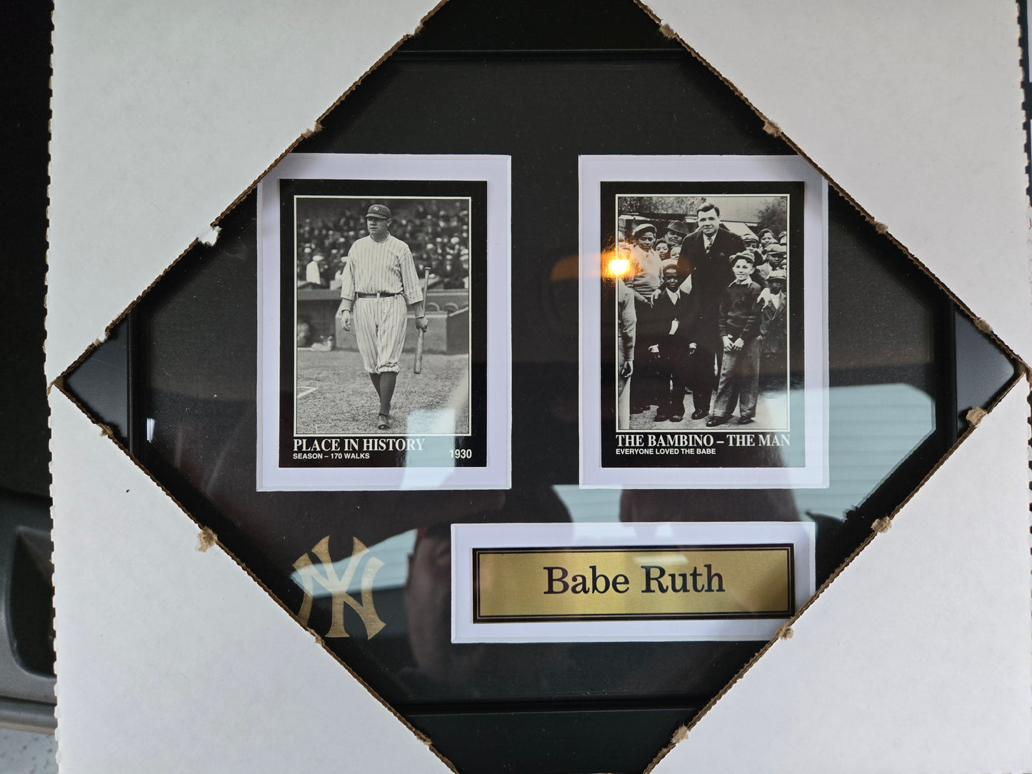 12x10 MLB New York Yankees Babe Ruth 2 Card Collector Frame