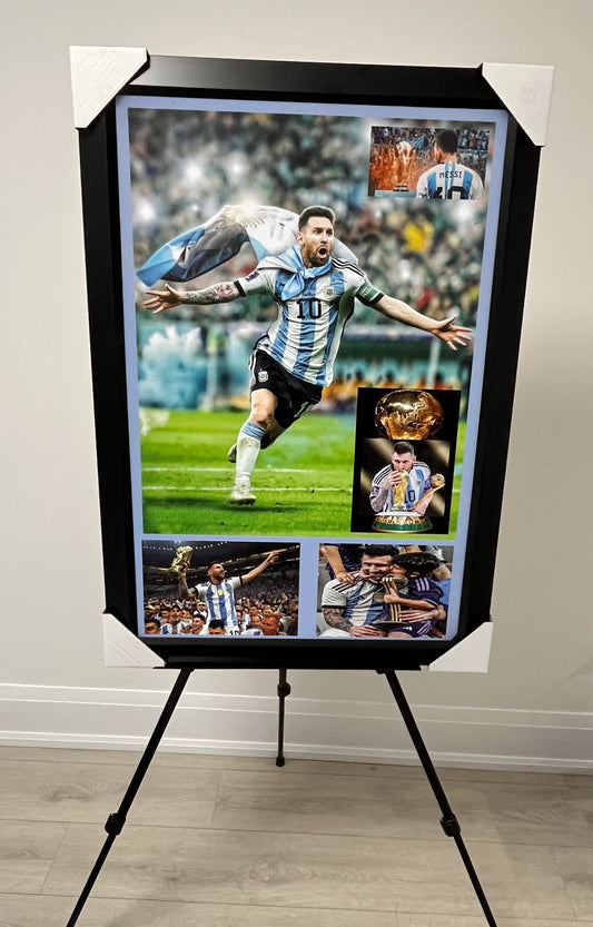 21x16 Argentina Collage Messi Football Soccer Textured Fine Art Print