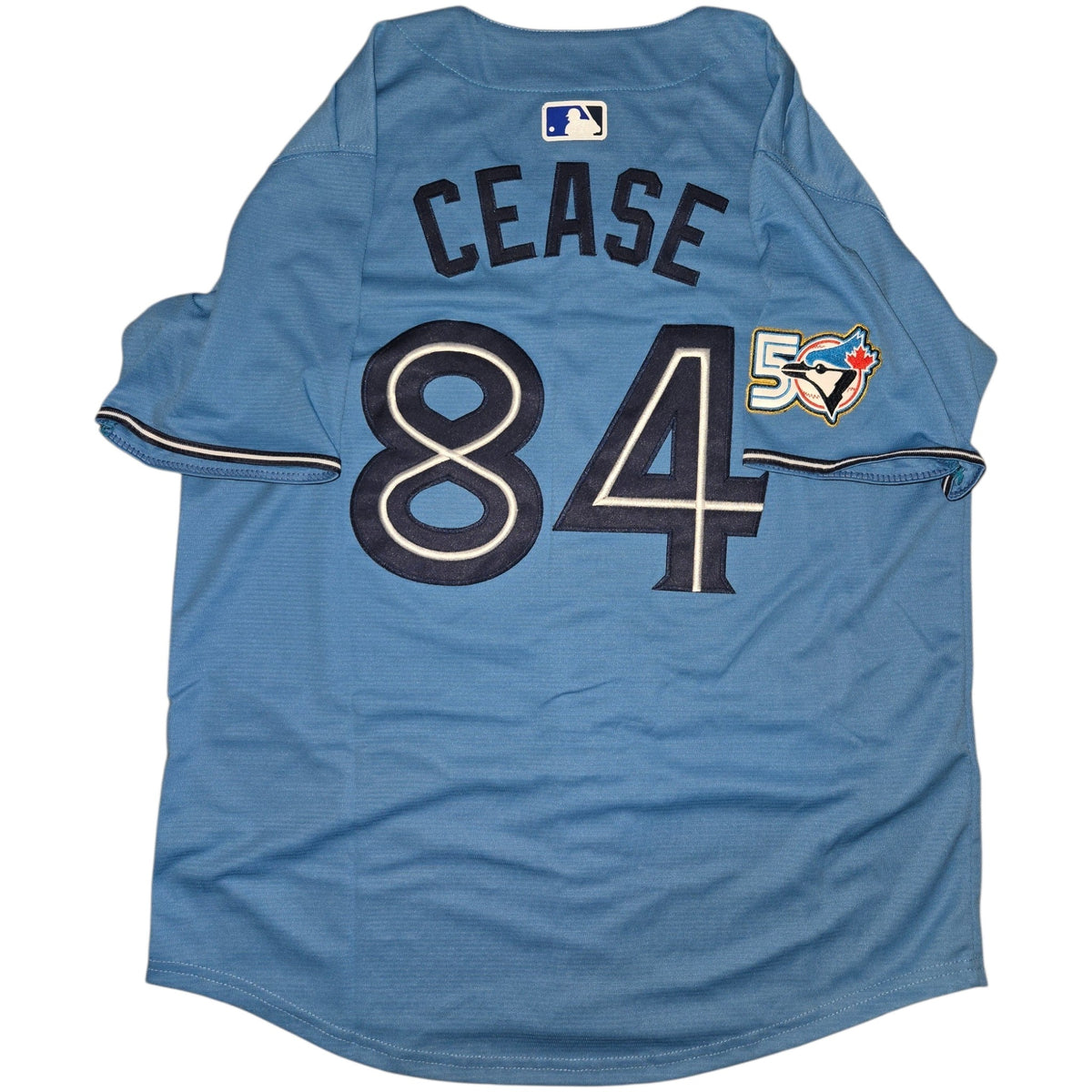 Toronto Blue Jays 50th Patch Cease Light Blue Baseball Jersey Size Womens Medium