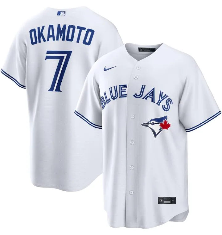 Toronto Blue Jays 50th Patch Okamoto White Baseball Jersey Size Youth Medium