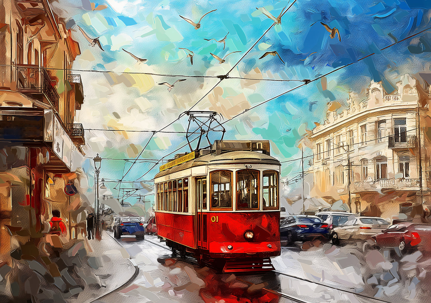 26x38 Wall Art Scenic Toronto Streetcar Textured Fine Art Print