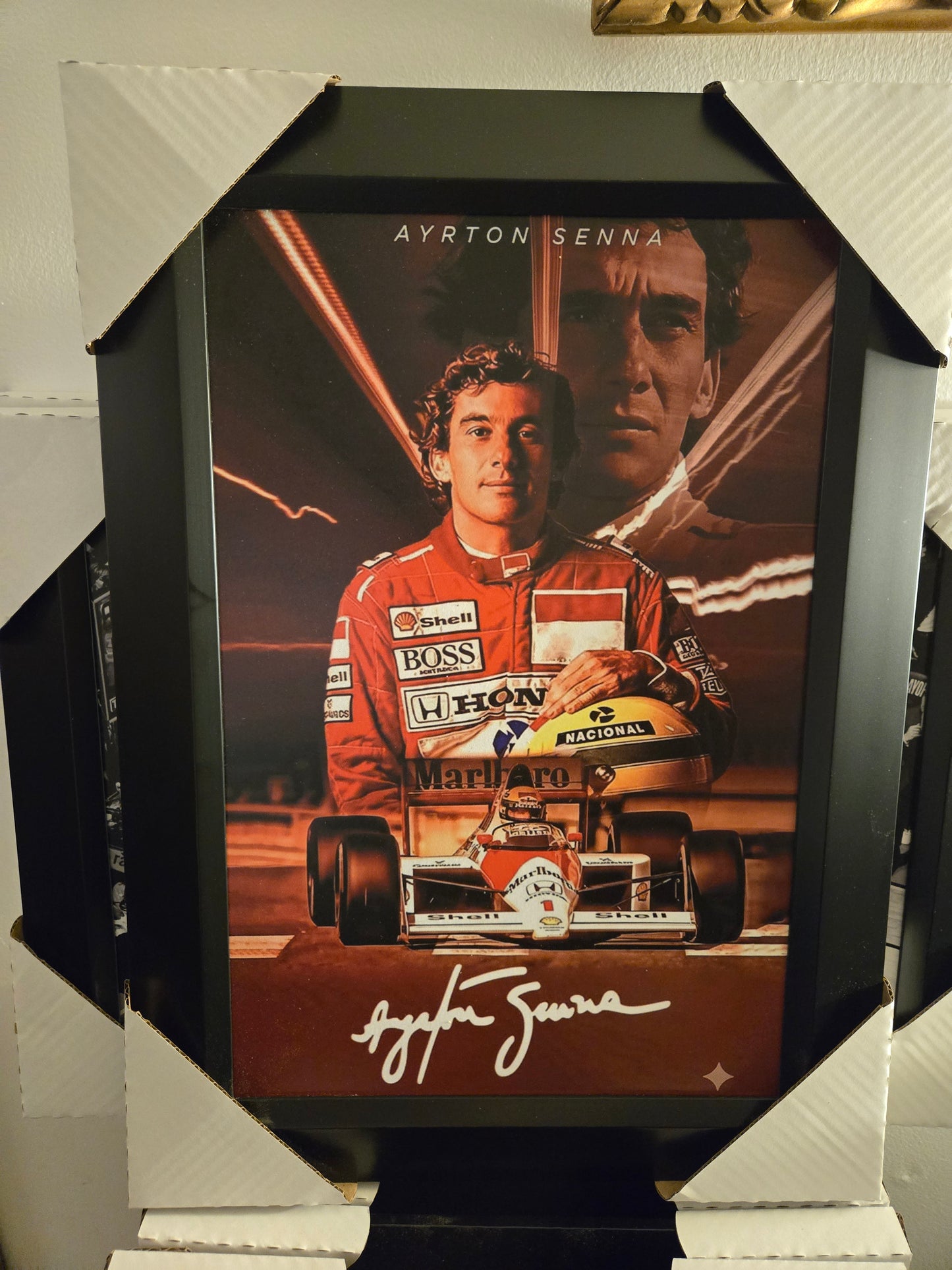 21x16 F1 Ayrton Senna Williams McLaren Textured Fine Art Print
