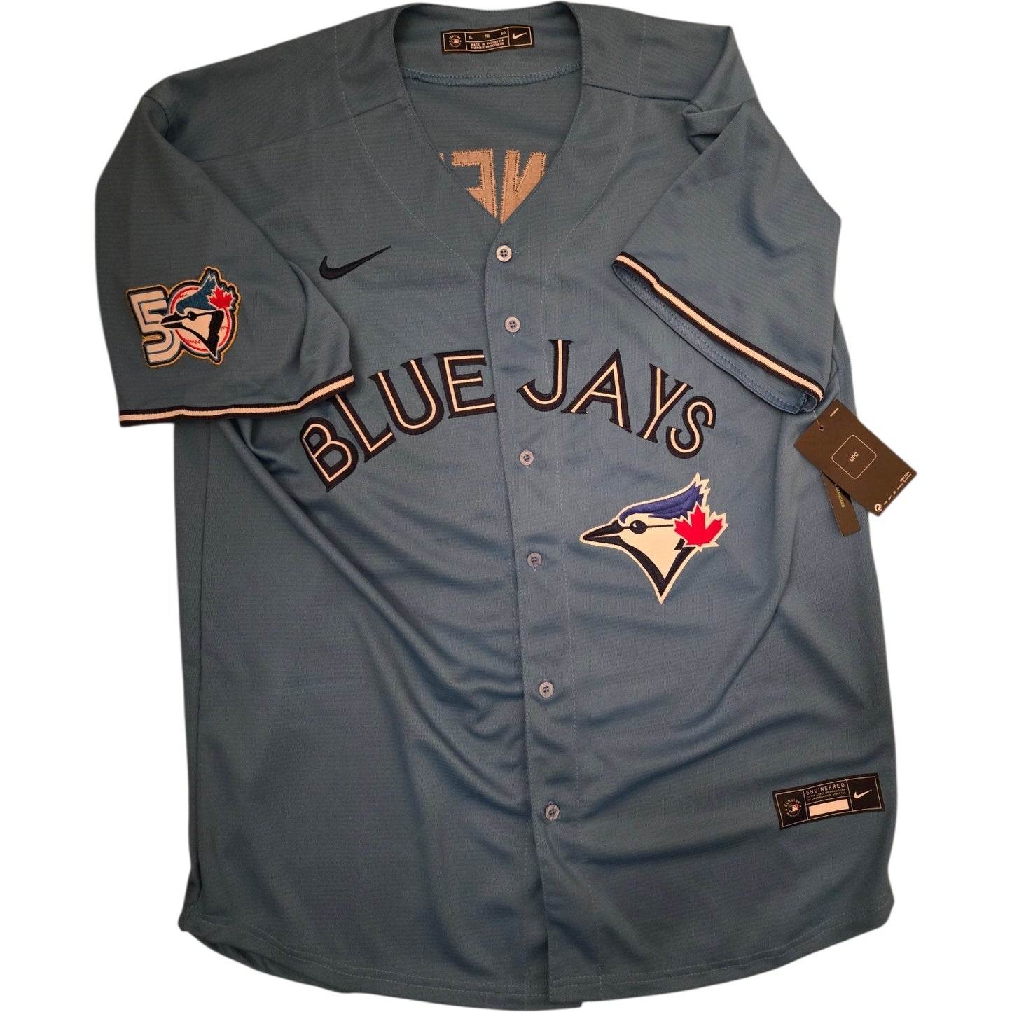 Toronto Blue Jays 50th Patch Gimenez Light Blue Baseball Jersey Size Womens Large